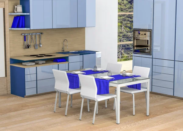 Keuken - tinten blauw — Stockfoto