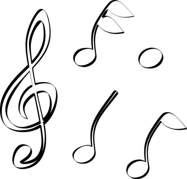 Notes and treble clef