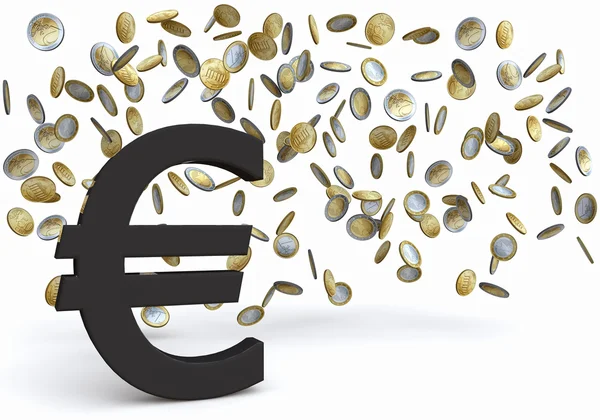 Ευρώ κάτω από έναν καταρράκτη των χρημάτων — Φωτογραφία Αρχείου