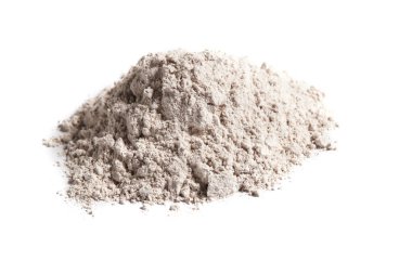 Calcium sulfide isolated on white. It is a solid inorganic compound with the chemical formula CaSO4, used in the production of certain types of paints, ceramics and paper.