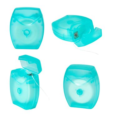 Beyaz arka planda kırpma yolu ile izole edilmiş yumuşak iplik durumu. Diş sağlığı ve bakım ürünleri