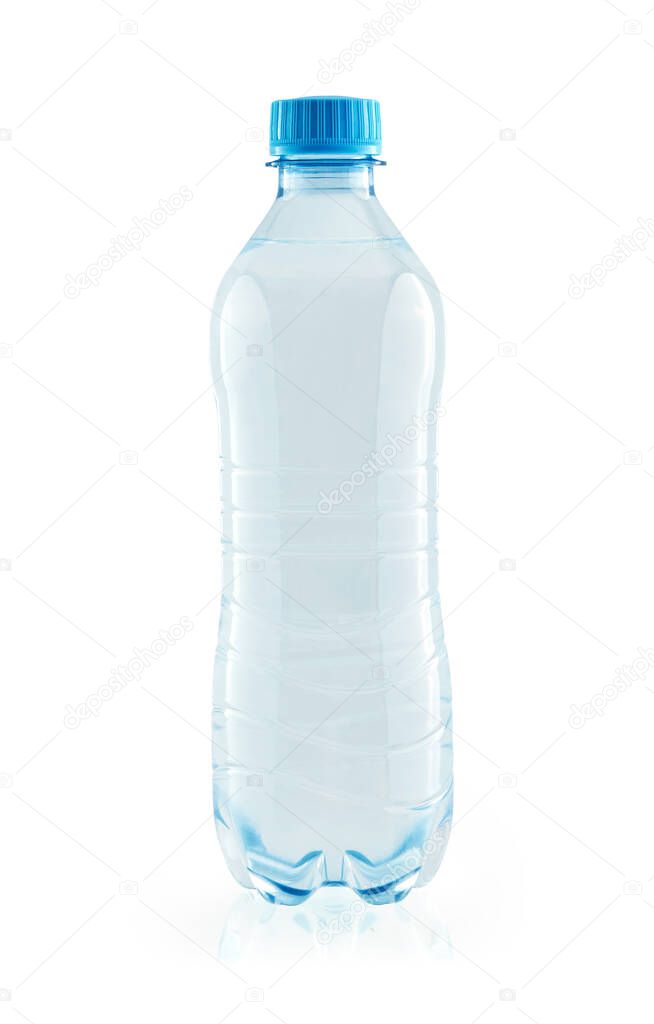 Glass transparent bottle of clean  water isolated on white background with clipping path 