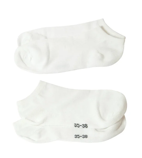 White Short Socks Isolated White Background Clipping Path — стоковое фото
