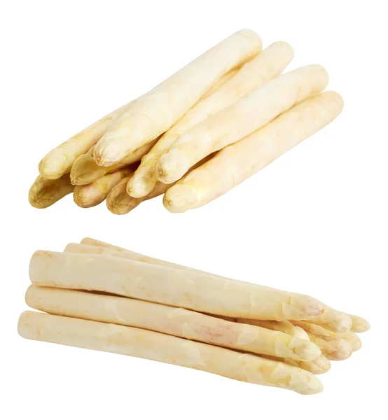 Bundle Fresh White Asparagus Spears Isolated White Background Clipping Path — ストック写真