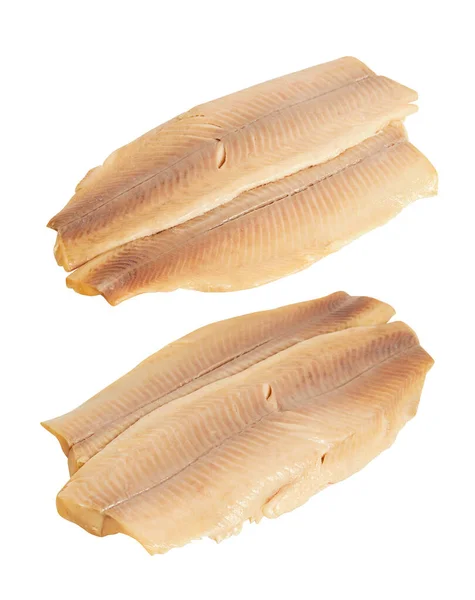 Uzené Ryby Filet Izolované Bílém Pozadí Výstřižkem Cesta — Stock fotografie