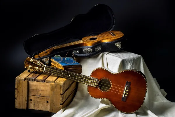 Jogo da natureza morta de ukulele instrumento musical local de Hawiian — Fotografia de Stock
