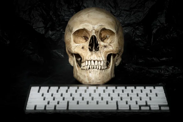 Crânio com teclado — Fotografia de Stock