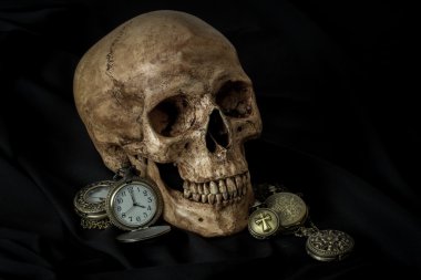 insan kafatası pocketwatch ile
