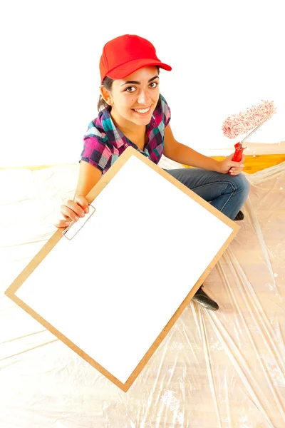 Pintor con portapapeles — Foto de Stock