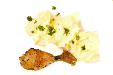 Tavuk patates - beyaz izole