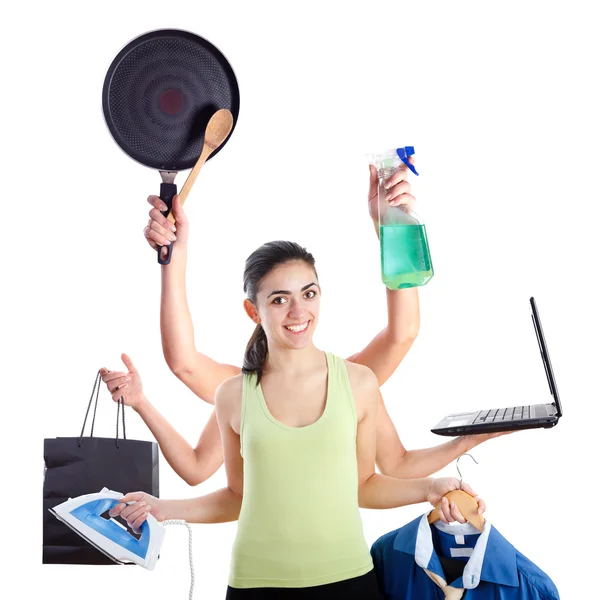 Multitasking kvinna — Stockfoto