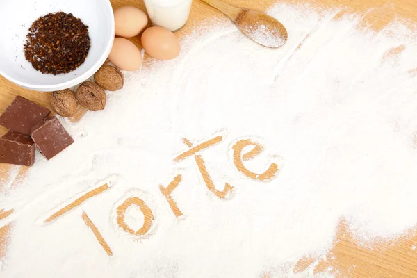 Written in flour - torte — Stock Photo, Image