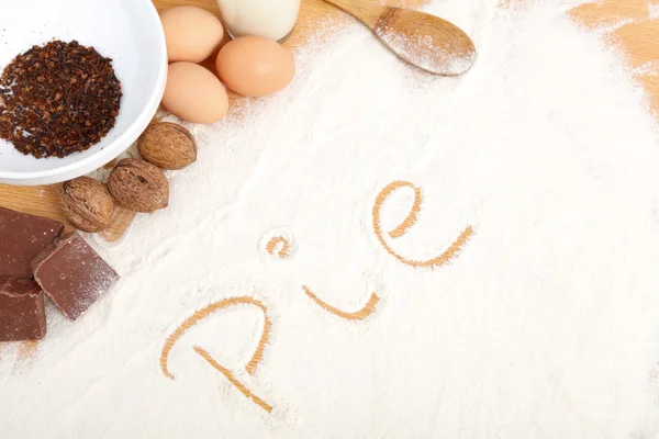 Written in flour - pie — Stock Photo, Image