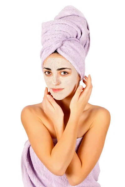 Beautiful Woman With Clay Mask On — Stock Photo, Image