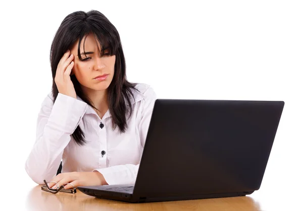 Headache Does Not Let Her Concentrate — Stock Photo, Image
