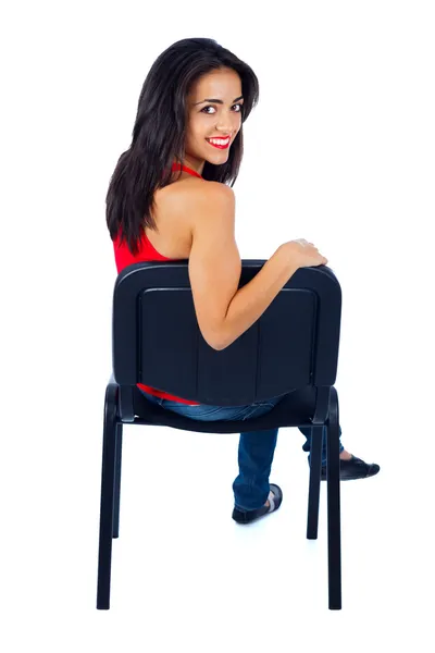 Kind Young Lady Sitting in Front — Stock Photo, Image