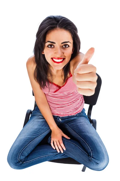 Thumbs up from a Beautiful Girl — Stock Photo, Image