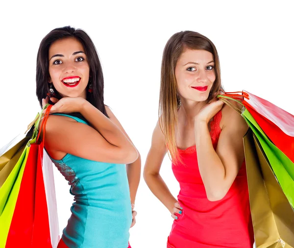 Girls Enjoy Shopping Together — Stock Photo, Image