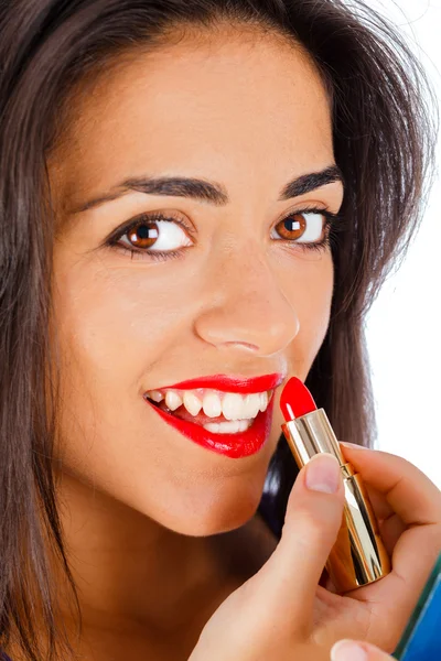 Cute Girl Putting On Make-up — Stock Photo, Image