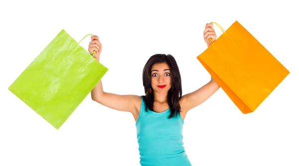 Donna con shopping bags — Foto Stock