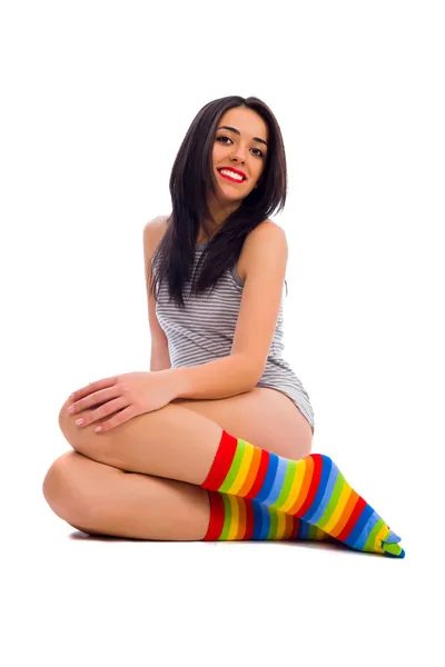 Mujer con calcetines — Foto de Stock