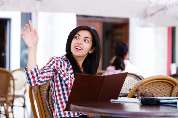 Calling for waiter — Stock Photo, Image