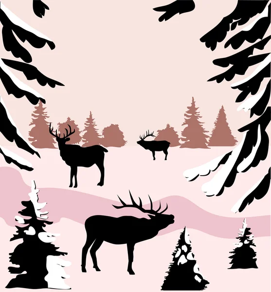 Cerfs dans les bois — Image vectorielle