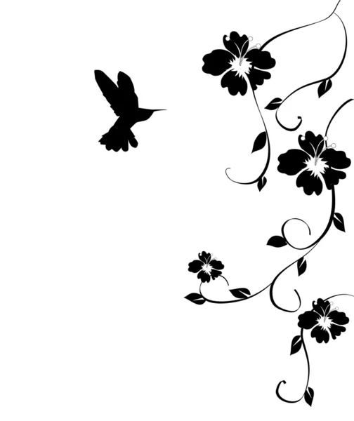 Hummingbird en bloemen — Stockvector