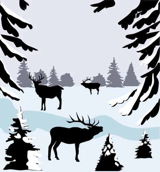 Cerfs dans les bois — Image vectorielle