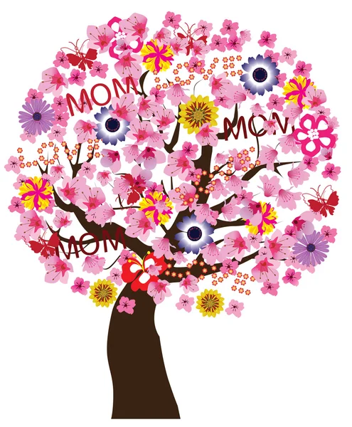 Feliz árbol del día de la madre — Vector de stock