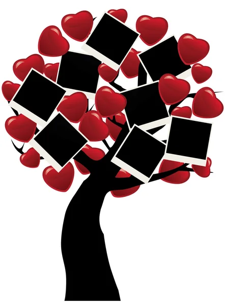 Árbol con corazones y fotos — Archivo Imágenes Vectoriales