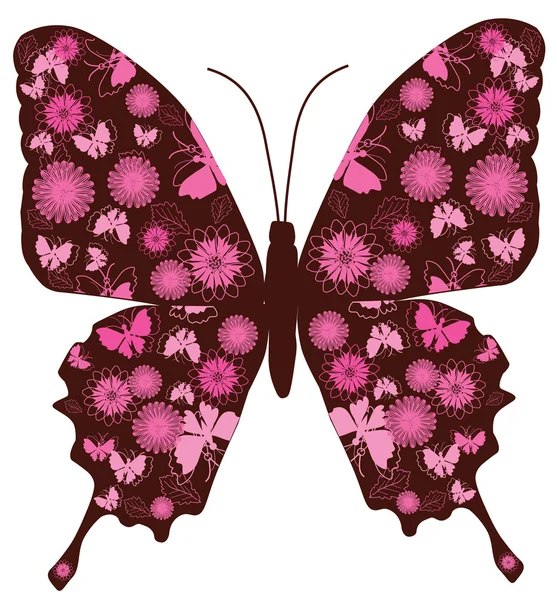 Mariposa floral — Vector de stock