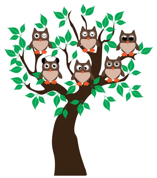 Owl Tree — Stock Vector