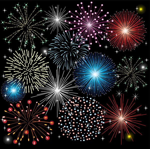 Fuegos artificiales — Vector de stock