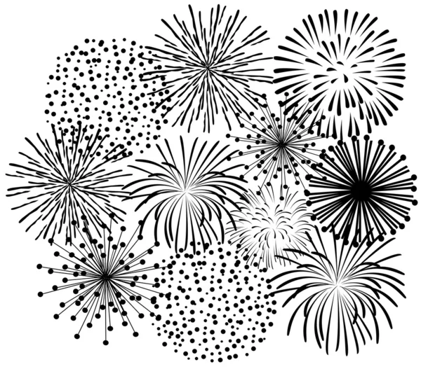 Black Fireworks — Stock Vector