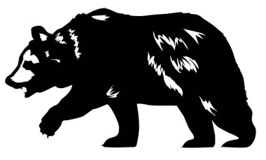 Ayı siluetinin vektör çizimi, vahşi hayvan, kahverengi ayı. 