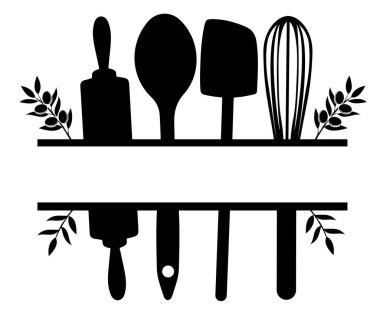 Mutfağın zeytinlerle bölünmüş vektör illüstrasyonu.