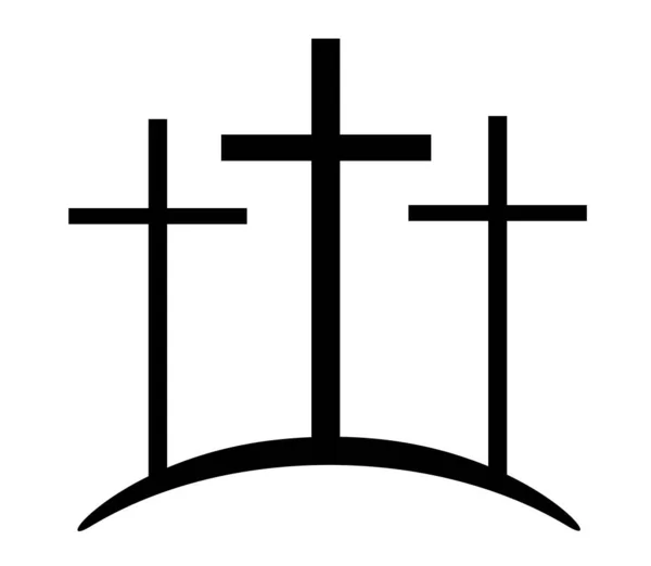 Vector Illustration Three Crosses Crosses Calvare Crosses Christian Easter Good — стоковий вектор