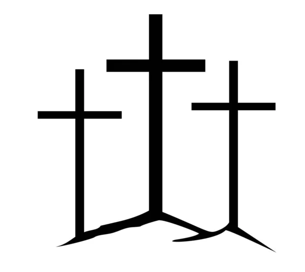 Vector Illustration Three Crosses Crosses Calvare Crosses Christian Easter Good — стоковий вектор