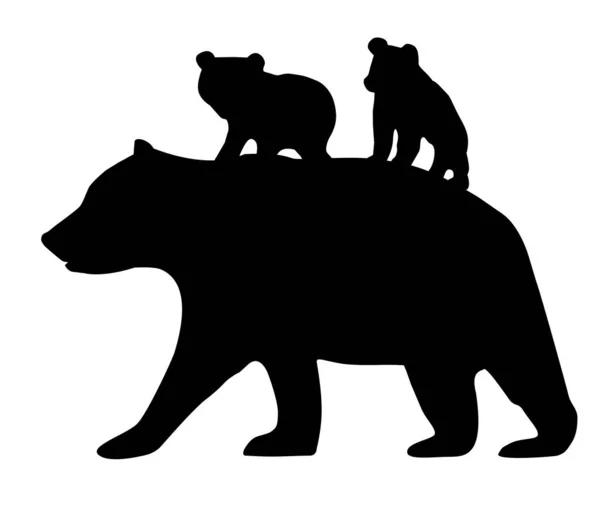 Vector Illustration Mama Bear Bear Cubs — Vettoriale Stock