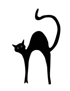 Yeşil gözlü bir kedinin vektör çizimi. Cadılar Bayramı geçmişi.