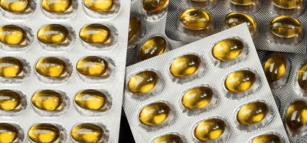 Blistry tabletek w postaci kapsułek żelatynowych — Zdjęcie stockowe