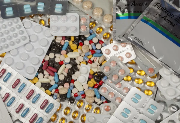 Many many pills, blisters and medicines — Stock Photo, Image