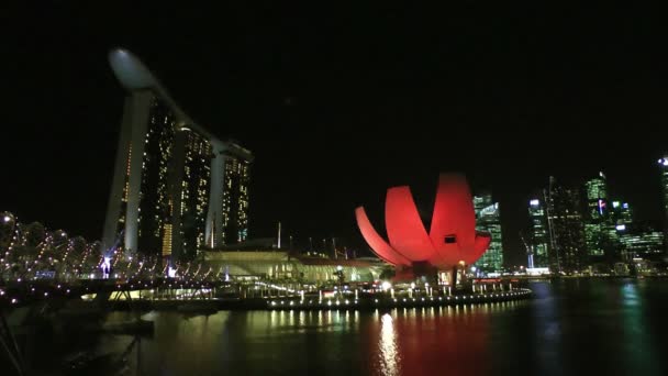 Marina bay på natten, singapore — Stockvideo