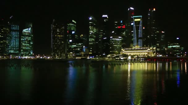 Marina bay på natten, singapore — Stockvideo