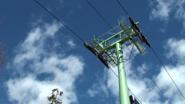 Cableway. Journey through the clouds — Stock Video