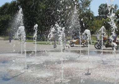 Fountain in a Sumy city park in summer Ukraine