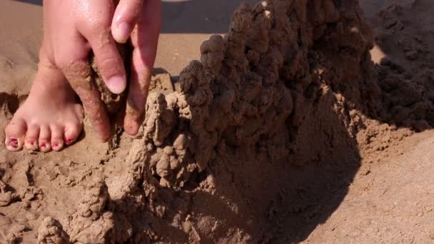 Τα παιδιά κάνουν κάστρα στην άμμο — Αρχείο Βίντεο