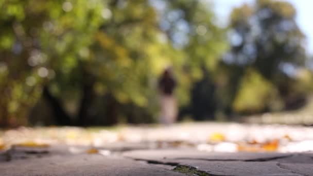 Un homme qui court dans le parc. Préparation de la tenue . — Video