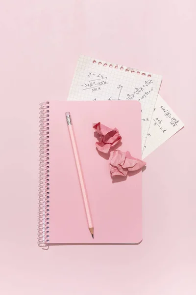 Pink Background Pink School Supplies Calculator Cheat Sheets High Quality — Photo